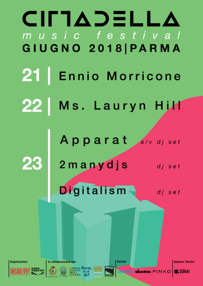 Cittadella Music Festival: dal 21 al 23/06 a Parma Lauryn Hill (unica data italiana), Morricone, Apparat, 2manyDJs, Digitalism